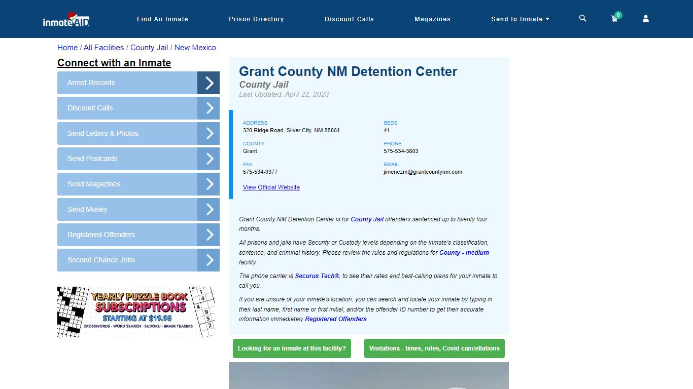 Grant County NM Detention Center - Inmate Locator - Silver City, NM