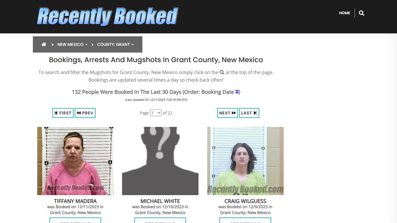 Bookings, Arrests and Mugshots in Grant County, New Mexico